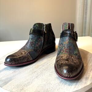 L’Artiste Georgiana Ankle Boots Women’s 6.5 | EU 37 Floral Boho Buckle Zip